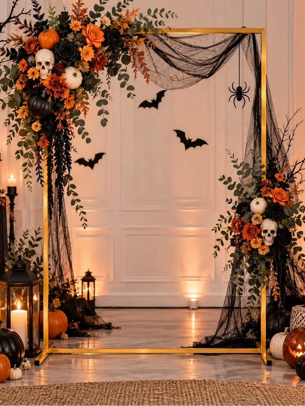 Gold Floral Arch Backdrop 6.6 x 4ft